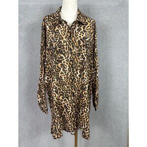 Lauren Ralph Lauren Leopard Print Button-Down Cover Up Shirt Plus Size 2X NWT's.